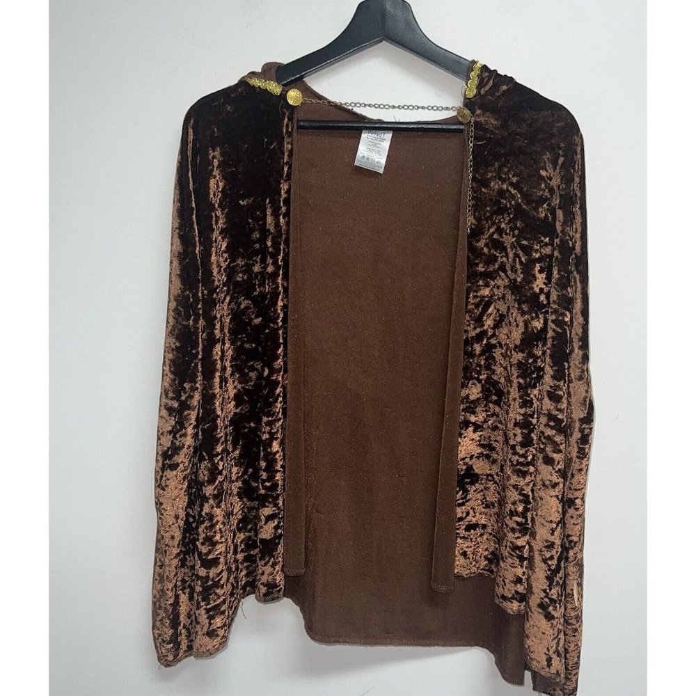 Spirit Halloween Brown Velvet Short Hooded Cape Coat Costume Accessory Size L